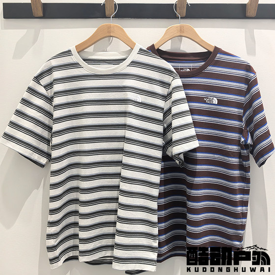 
26 spring and summer new style TheNorthFace outdoor sports breathable cotton striped short-sleeved T-shirt men 8G07