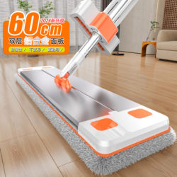 Zero-Power Aluminum Alloy Double-Layer Panel Mop, Hands-Free Washing, Extra-Large 60cm, Household Use, One-Sweep Clean, 2024 New Model