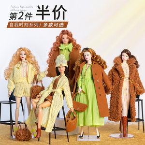 
Supermodel doll clothes black Teddy plush coat Maillard dad is better than FR wearable girls dress up trendy toys