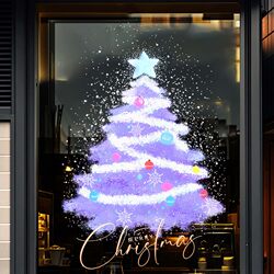 UV glass door stickers atmosphere Christmas tree decoration window stickers