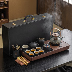 New Kung Fu Tea Set with Integrated Tea Tray and Plate, Complete Set for Tea Brewing, Special Equipment for Boiling Water and Steaming Tea, Light Luxury and High-End