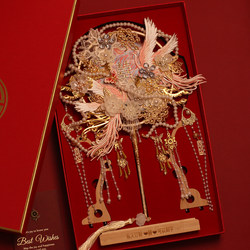 Double-Sided Round Fan for Bride, Wedding, High-End Finished Product, Xiuhe Wedding Fan, Gift, New Chinese Style Fan, DIY Materials