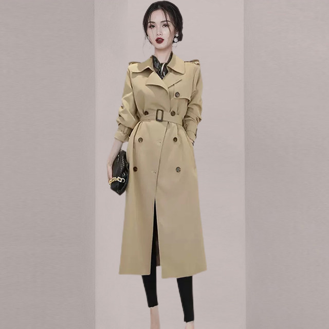 High-end spring and autumn windbreaker jacket for women 2025 spring clothes new British style retro temperament mid-length women's coat