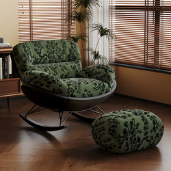 Vintage Style Eggshell Rocking Chair, Detachable and Washable Lazy Sofa for Living Room, Bedroom, Balcony, Casual Retro Single Sofa Chair