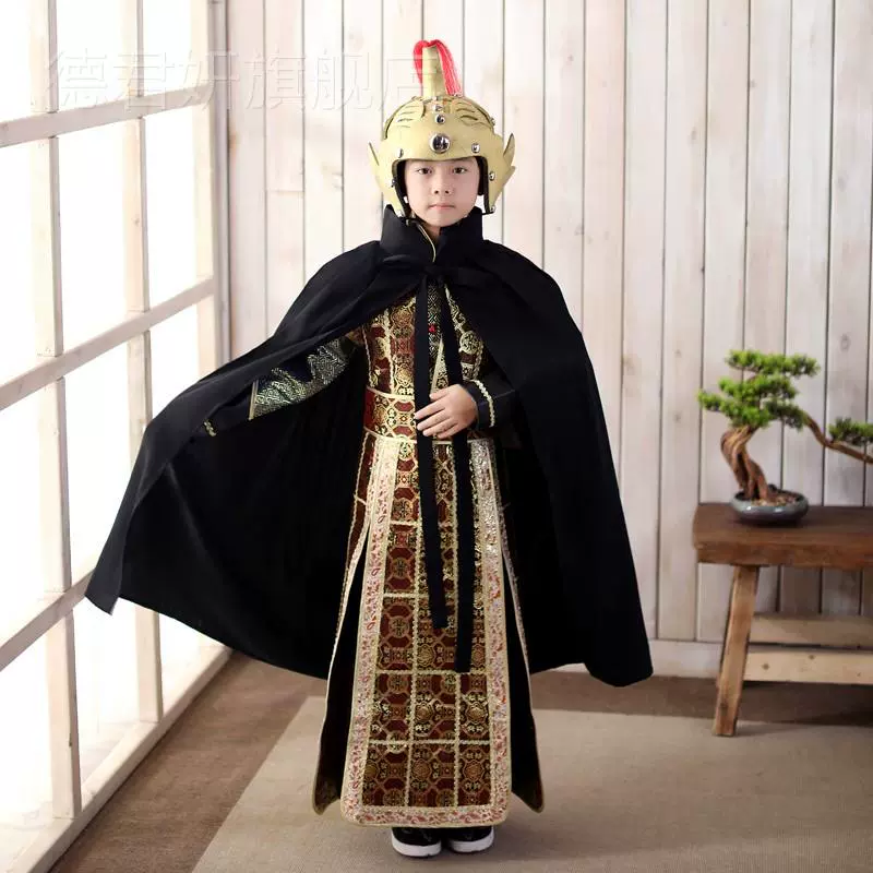 兒童古裝男童漢服將軍衣服戰士盔甲披風唐朝六一演出服裝