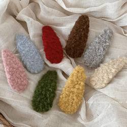 Korean Style Plush Colorful Lamb Wool Bb Clip Side Hairpin Cute Autumn and Winter Bangs Clip Hair Accessory