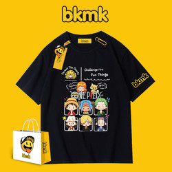 Bkmk American Retro Cartoon Short-Sleeve T-Shirt for Men, Pure Cotton, 2025 Summer, Oversized, Heavyweight, Loose Fit, Student Top