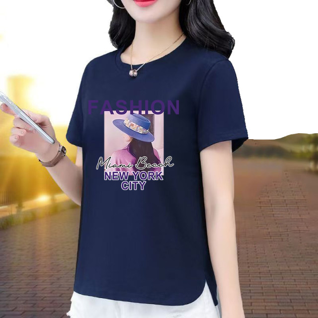 Pure cotton T-shirt for women's short-sleeved summer new style fashionable casual and versatile large size loose slimming women's top