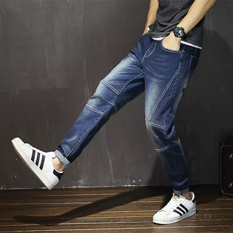 fat man big size pants elastic trousers Men jeans 44 46 48