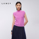 LANCY/Langzi 2025 spring new style half-high collar embroidered jacquard flying sleeve sweater sleeveless top suspender for women