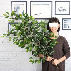 Simulated Banyan Tree Leaves with a Rubberized Feel, Plastic Banyan Tree Branches, Green Plant Leaves, Fake Branches for Engineering Decoration and Modeling