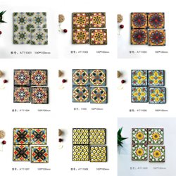 Glazed Ceramic Tiles with Concave-Convex Glossy Finish, 100*100 Small Tiles, Vintage Style Waistline Small Tiles, Mini Small Square Tiles