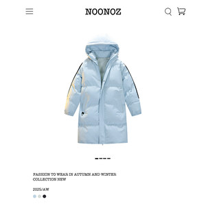 
NOONOZ winter American trendy brand striped mid-length cotton coat men's unisex warm and cold-resistant couple cotton coat