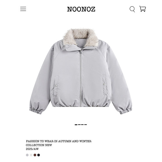 
NOONOZ winter American fashion brand plush lapel cotton coat men's unisex style commuting warm couple cotton coat