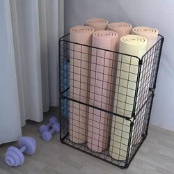 Large Yoga Mat Storage Basket, Home Gap Storage Organizer, Gym Exercise Equipment Foam Roller Storage Basket