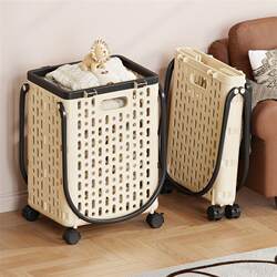 Large Capacity Household Laundry Basket with Wheels, Foldable, Stylish and Luxurious, for Bathroom Use, for Storing Dirty Clothes, Manufacturer