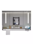 Phòng tắm tủ gương thông minh treo tường riêng biệt có đèn và chống sương mù Gương trang điểm phòng tắm bằng gỗ nguyên khối có giá để đồ tủ gương trong phòng tắm tủ gương nhựa phòng tắm 