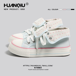 
Universal thick-soled canvas shoes for women 2026 summer new high-top versatile casual sneakers original polka dot women's shoes trend