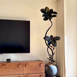 High-End Light Luxury Artificial Green Plant Black Rubber Tree Indoor Living Room Floor-Standing High-End Decorative Ornament Fake Tree