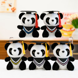 Plush Toy Giant Panda Doll Doctor Hat Panda Doll Cute Doll Girls Graduation Gift for Classmates