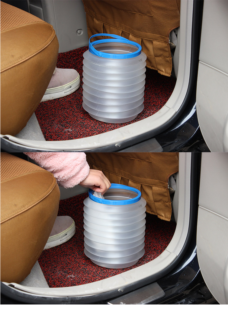 车载多功能伸缩4l水桶塑料收纳桶 创意折叠野炊桶储物桶汽车用品