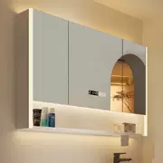 Gương phòng tắm bằng gỗ nguyên khối thông minh có tủ đựng đồ tích hợp hộp gương phòng tắm có đèn vệ sinh gương treo tường có giá để đồ