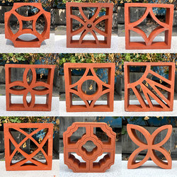 Ancient Red Brick Flower Window, Double-Sided Hollow Brick, Clay Window Tile, Flower Tile, Art Fence Grille, Trendy Decorative Brick
