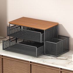 Desktop Storage Rack, Storage Box, Tea Set Cup Holder, Kitchen Living Room Countertop Coffee Machine Drawer-Type Storage Shelf, Layered