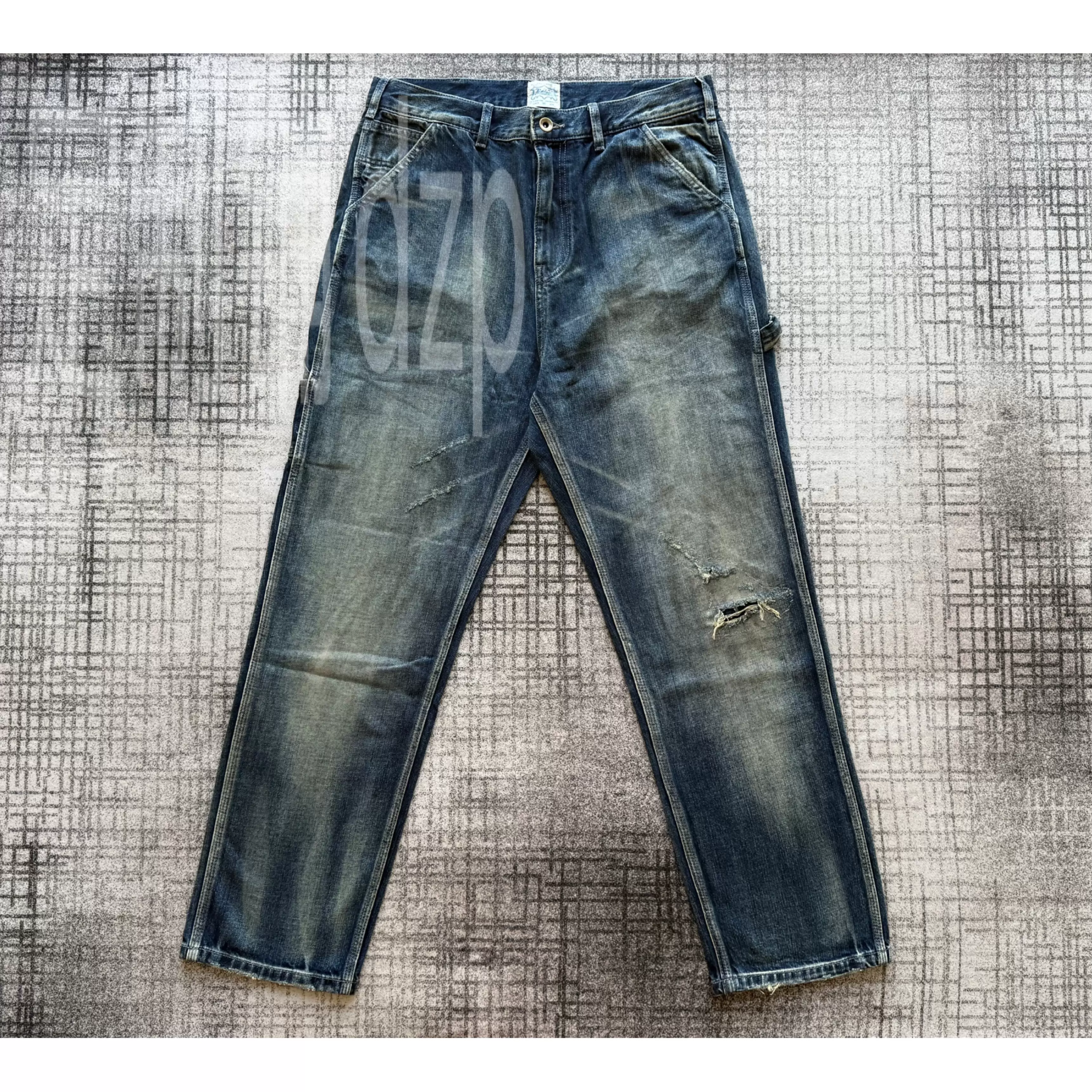 MADNESS余文乐25SS广州限定水洗刀割破坏时尚铁道伐木牛仔裤长裤