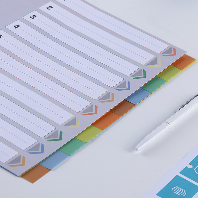QIXIN 10페이지 분류 색인 용지 보관 폴더 루스리프 페이지 매김 용지 A4 컬러 플라스틱 카탈로그 용지 색인 구분선 10장-