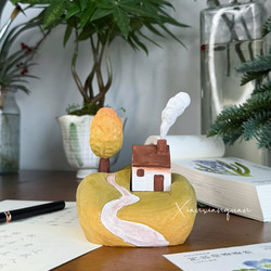 Healing Handmade Pastoral Cabin Desktop Ornaments, Healing Artistic Creative Home Decoration Wood Carving Gifts