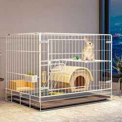 Rabbit Cage with Toilet, Indoor Small Pet Cage, Extra-Large Household Guinea Pig Cage, Foldable Rabbit Cage