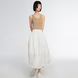 Small Sk4 White A-line High-waist Bud Mid-length Skirt, Soft And Papery, Warm And Clean White