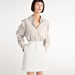Sk11 White Pinstripe Linen High-waisted Mini Skirt Whispers Beauty