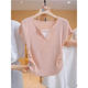 Pink ice silk knitted sweater short-sleeved T-shirt for women's summer large size slightly fat pleated waist-hugging fake two-piece tops