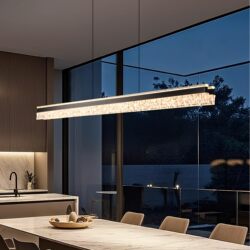 Restaurant Chandelier 2025 New Model Italian Minimalist Long Strip Ice Crack Pattern Bar Island Main Chandelier Eye-Protection