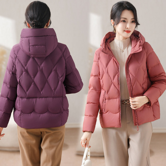 2024 Feng Zhiyun Loose Down Jacket Women's Thickened Jacket Winter Clothes 90 White Duck Down Hooded Top Middle-aged Women's Clothes
