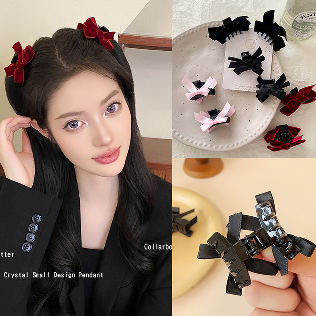  Net red velvet bow clip princess hair clip female broken hair clip ...