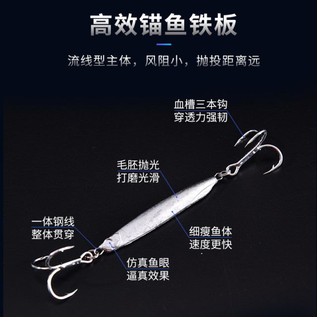 Anchor fish road sub iron plate 5x strengthened three hook blank blood