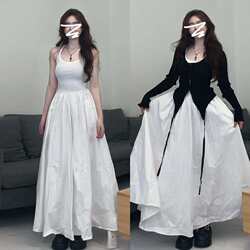 Plus Size 150kg French Style Elegant and Fashionable Slim-Fit Long-Sleeve Top Paired with a White Slip Dress Two-Piece Set for Women