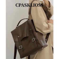 Vegetable-Tanned Leather Versatile British College Style Genuine Leather Backpack Large Capacity for Class, Travel, Computer, and Casual Use