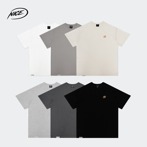 
NICEID NICE two-color small LOGO Solona sports T-shirt round neck short-sleeved American loose small neckline for men and women