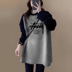Raglan Sleeve Pure Cotton Long-Sleeve T-Shirt for Women 2025 New Mid-Length Korean Style Loose Plus Size Butt-Covering Top for Autumn