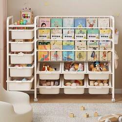 Children's Bookshelf, Picture Book Rack, Book and Toy Storage Rack, All-In-One Simple Household Storage Rack, Floor-Standing Baby Reading Rack
