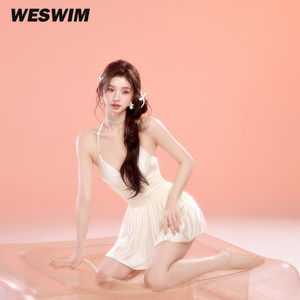 Swiming clothes female hot spring conjoined atmosphere, small breast, bikini to cover the belly 2024 new holiday style whitening and pure desire