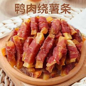 
Dog snacks, duck meat wrapped with French fries, pet snacks, dog teething sticks, small dog and cat snacks, dried sweet potatoes