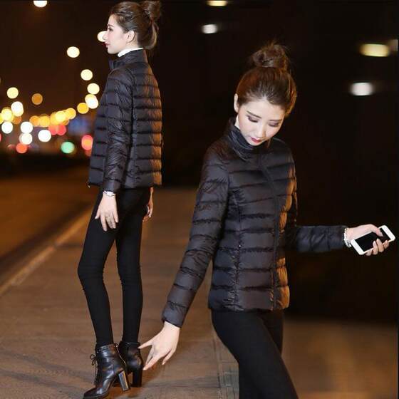 
Lightweight down cotton jacket for women in autumn and winter new stand collar hooded large size mother fashionable warm light jacket