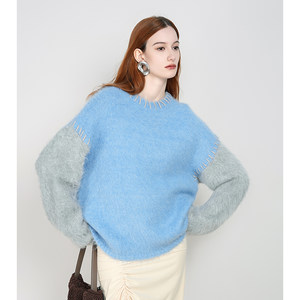 
[Same style as Yi Yang Qianxi] ANGEL CHEN Chen Anqi alpaca fine mohair splicing pullover sweater