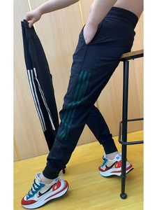 
Spring and Autumn Trendy Brand Three-Band Casual Pants Men's Trendy Fitness Nine-Pinback Pants Slim and Equipped Ever-Match Small Legs