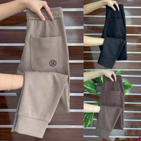 
2025 New Velvet Casual Pants Men's Trendy Autumn and Winter Internet Celebrity Versatile Foot Guard Pants Men's Harem Pants